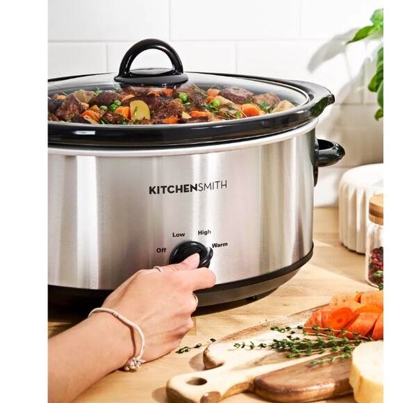 KitchenSmith by Bella 6qt Manual Slow Cooker - Stainless Steel - Picture 4 of 6